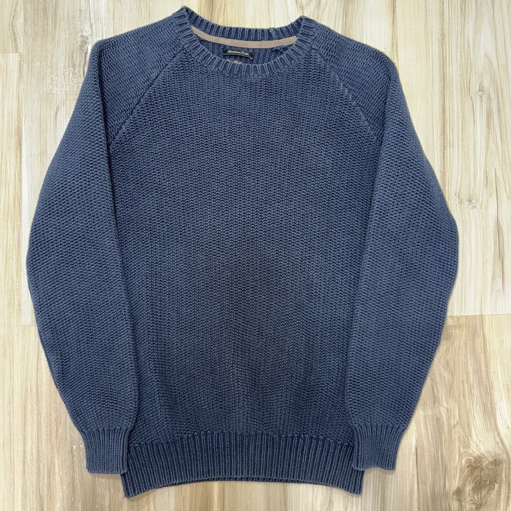 Massimo Dutti Sweater Mens Small Large Navy Cotton Cashmere Crewneck Pullover